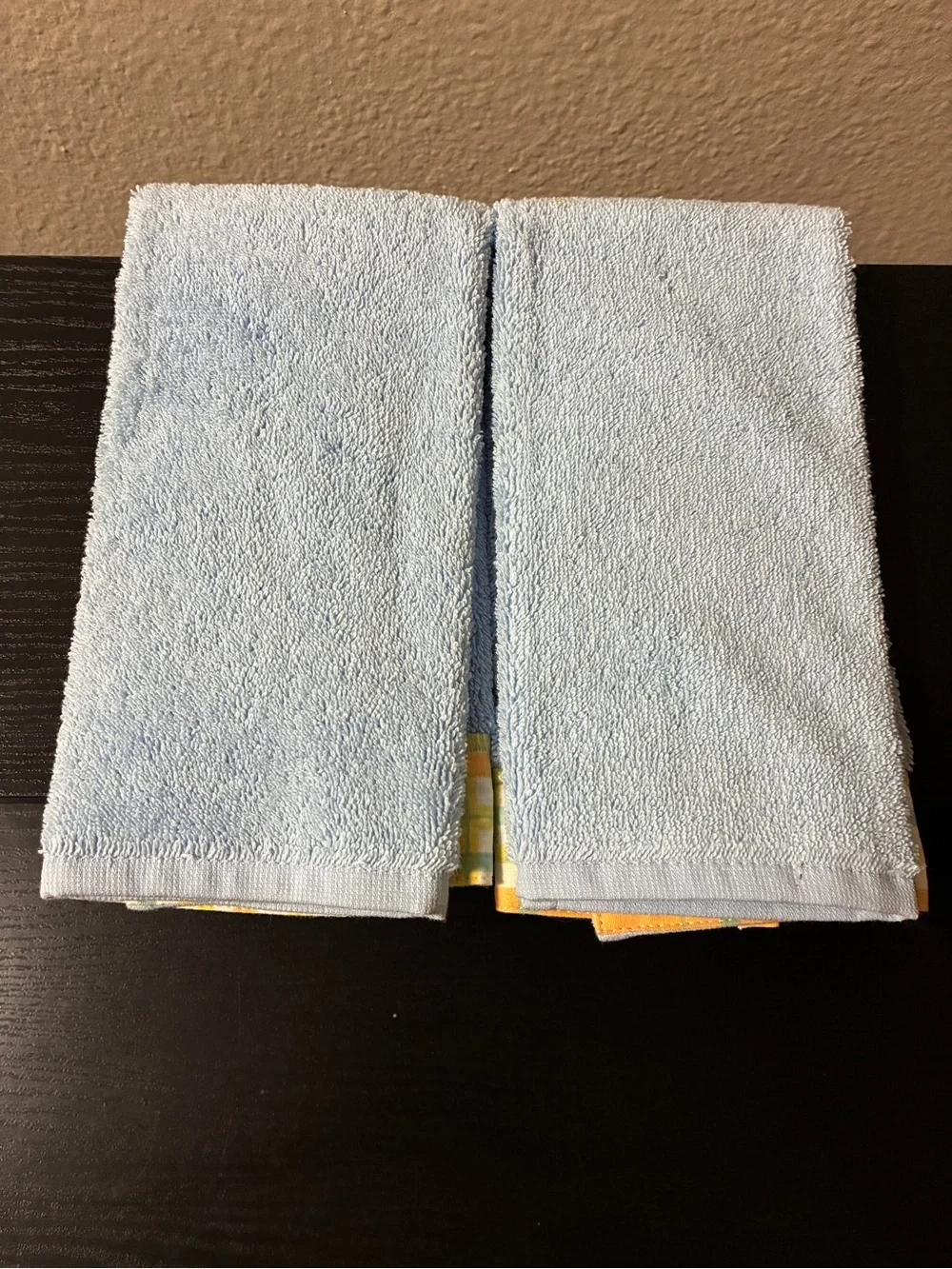 Vintage Towel Embroidered Pair Terry Cloth Flowers Plaid Border Hand Towel